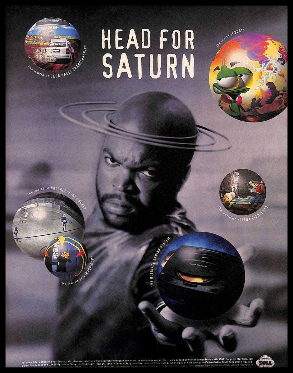1995 Sega Saturn Retro Video Game PRINT AD Gaming Console Ice Cube Celebrity | eBay 1995 Sega Saturn Retro Video Game PRINT AD Gaming Console Ice Cube Celebrity | eBay