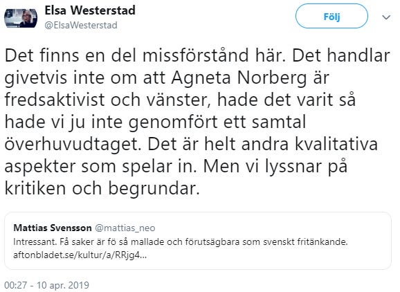 Elsa Westerstad om varför Norbergintervjun inte kom in