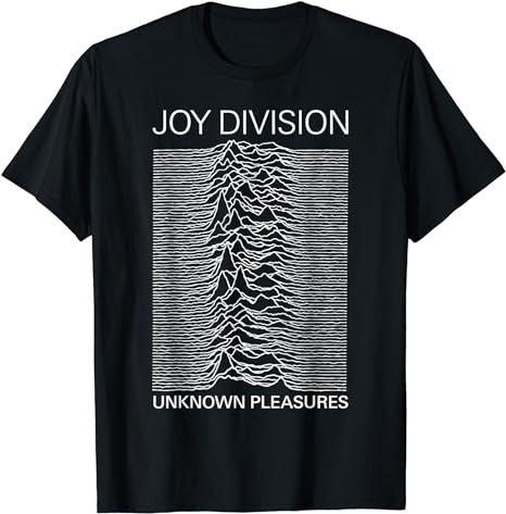 A t-shirt featuring the cover art for Joy Division's album, 'Unknown Pleasures'