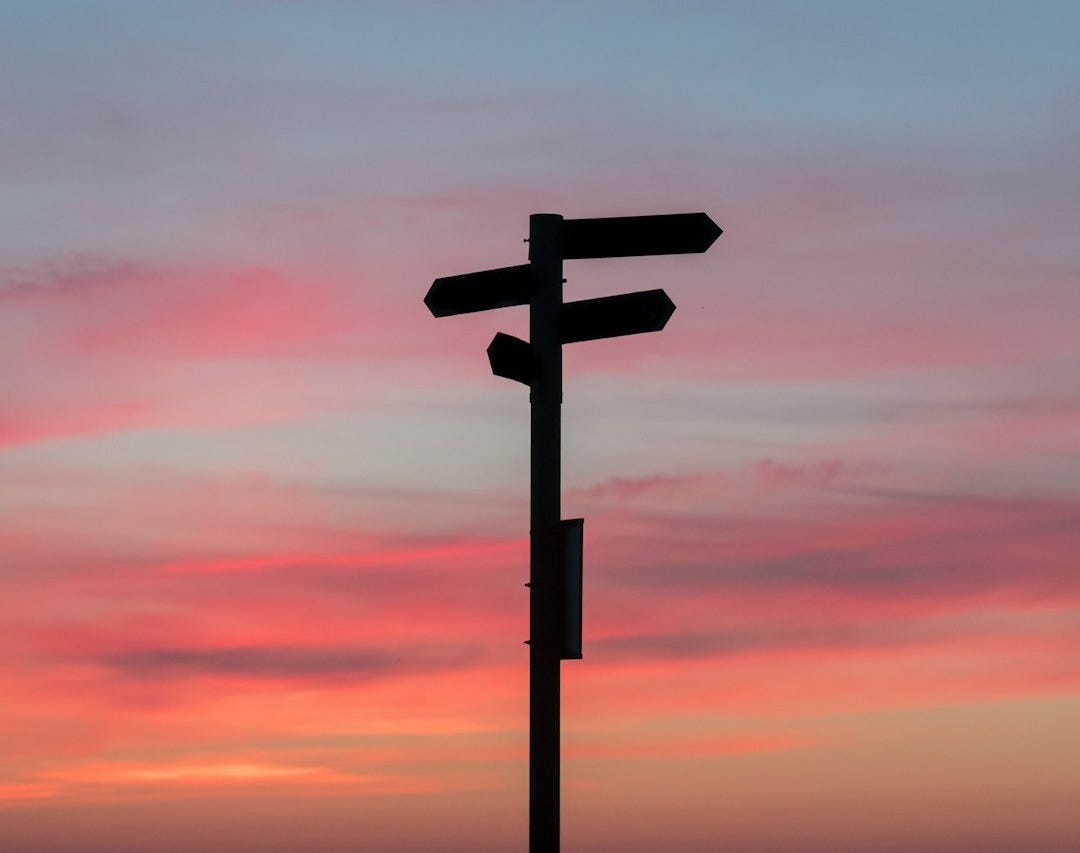 silhouette of a road signage during golden hour