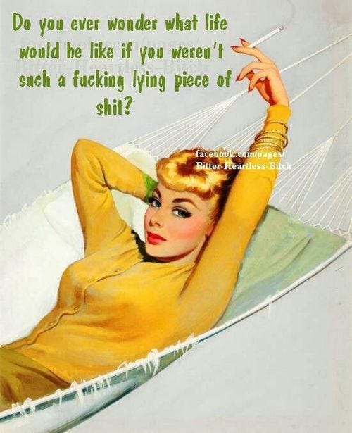 do you, lying piece of shit? #retro #quote For more quotes and jokes, check out my FB page: https://www.facebook.com/TheExEffect Narcissistic Sociopath, Narcissistic Personality Disorder, Intj Women, Spoken Words, Girls Gallery, Know Who You Are, What Is Life About, Insulting, Pin Up Girls