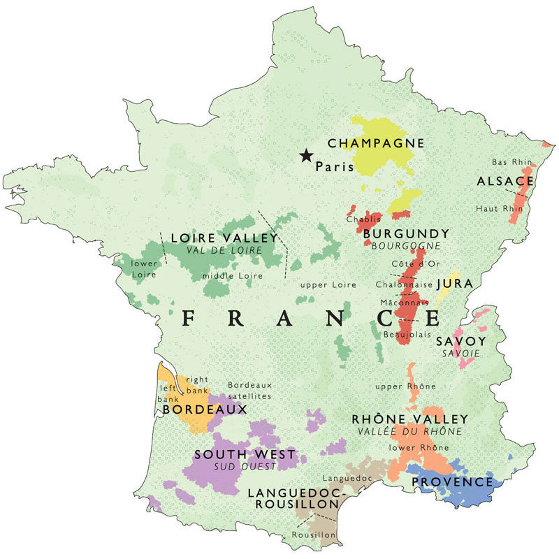 De Long’s Wine Map of France - Wine Regions