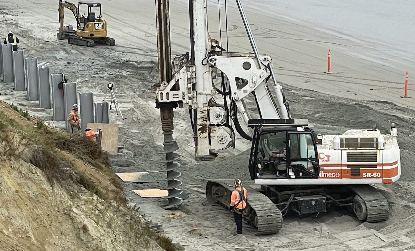 SANDAG has begun work on installing a 2,000-foot-long seawall in Del Mar as part of its bluff stabilization project. SANDAG will also release its notice of preparation on Tuesday regarding realigning the railroad tracks. Steve Puterski photo