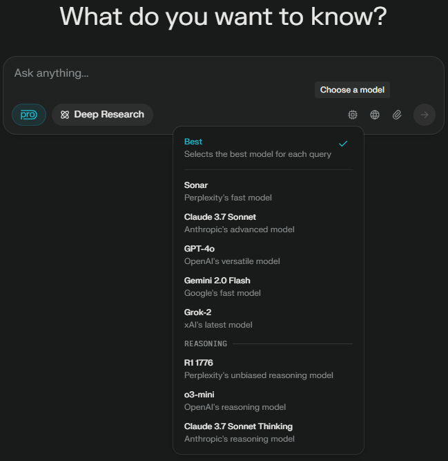 Perplexity’s new search interface.