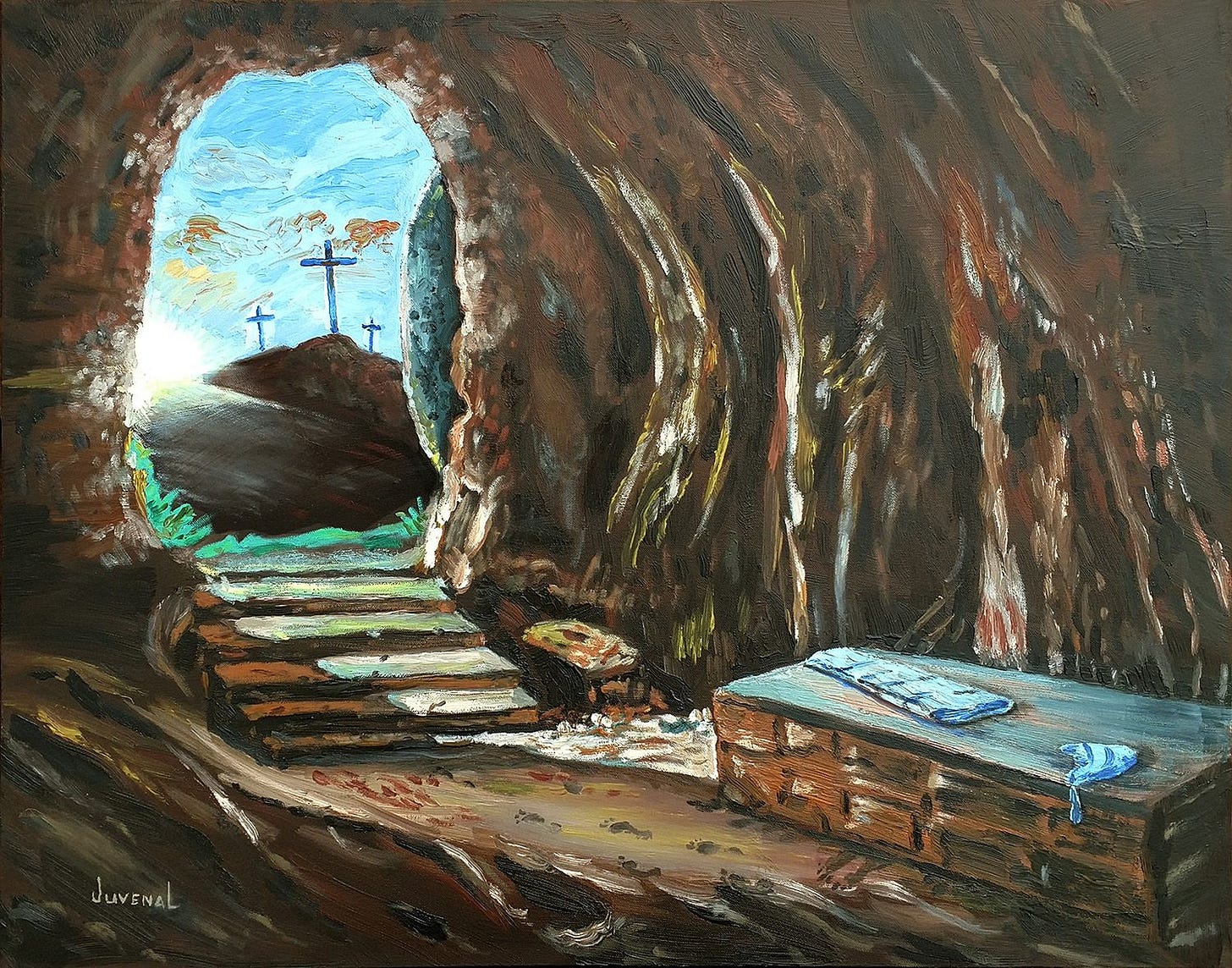 The Empty Tomb. I painted this while the pastor preached. I saw this ...