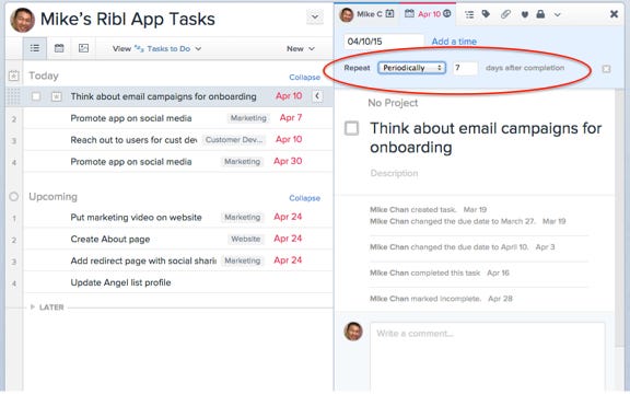 Asana recurring tasks