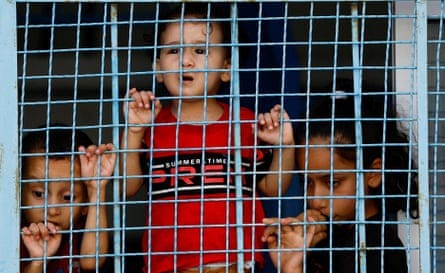 Palestinians who fled their homes amid Israeli airstrikes shelter at a UN-run centre in Khan Younis, Gaza Strip.