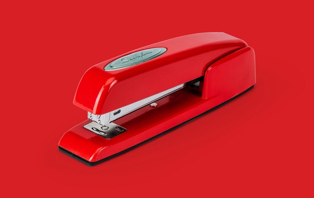 red stapler