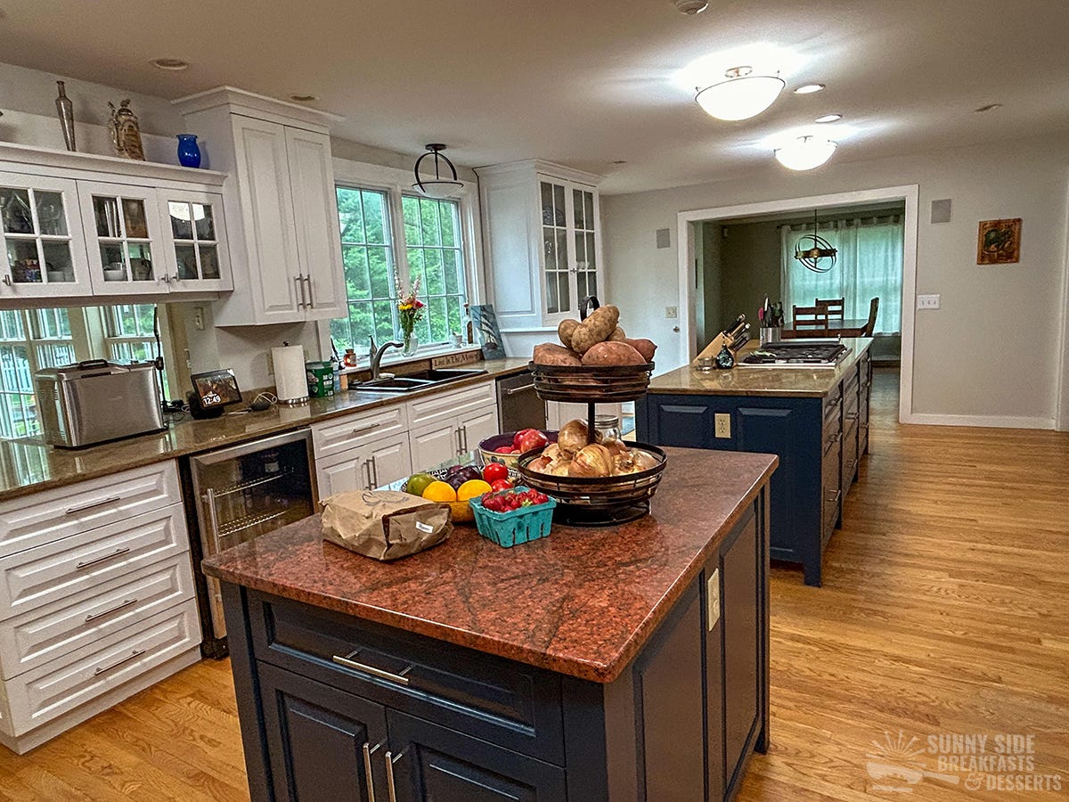 Kitchen with two islands.