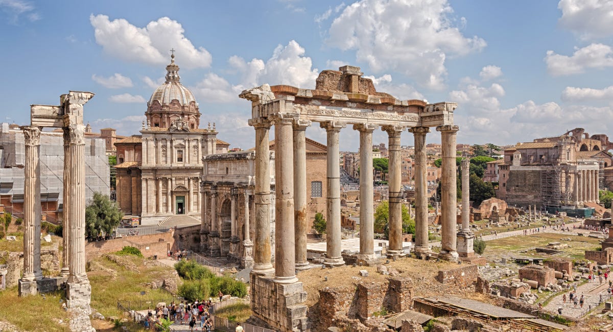 An image of the ruins of the Roman Forum.