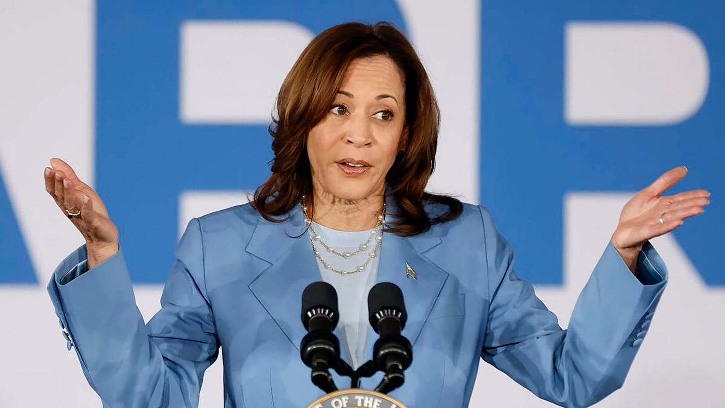 Vice President Kamala Harris speaks at a campaign rally on June 28, 2024, in Las Vegas. (Bizuayehu Tesfaye/Las Vegas Review-Journal/Tribune News Service via Getty Images)