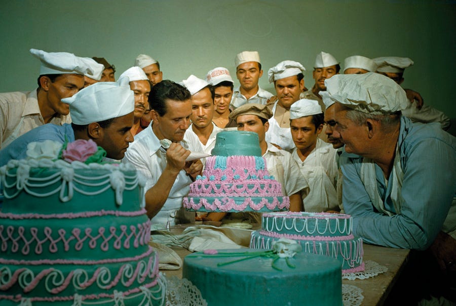 Former soldiers study cake decorating at a vocational school in Puerto Rico, April 1951.
Photograph by Justin Locke, National Geographic