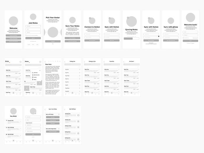 UI/UX Case Study: Notes App Wireframes