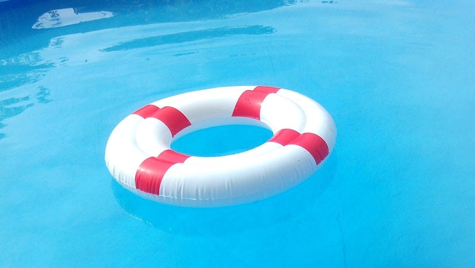 red and white floater