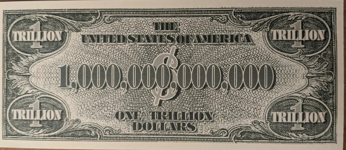 ORIGINAL $1,000,000,000,000 (1 Trillion) DOLLAR BILL NOVELTY. Looks & feels  real | eBay