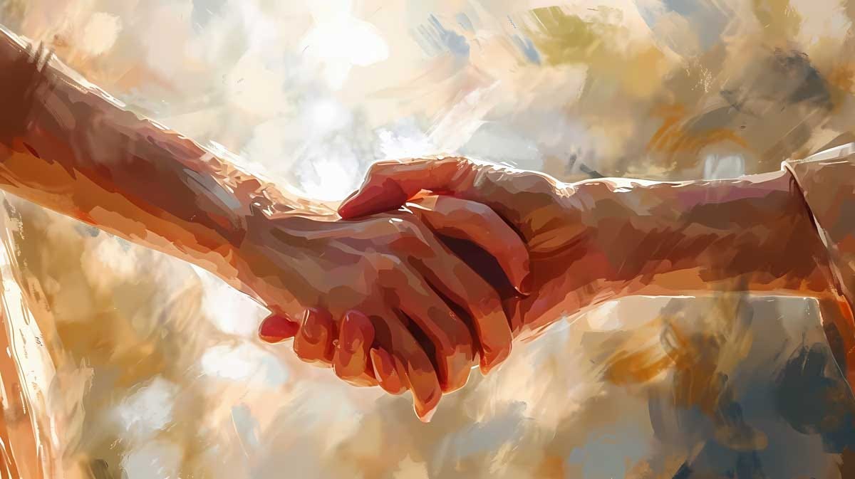 Illustration of a familiar and friendly handshake.