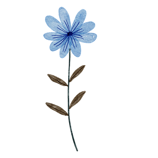 Free blue flower flower watercolor illustration