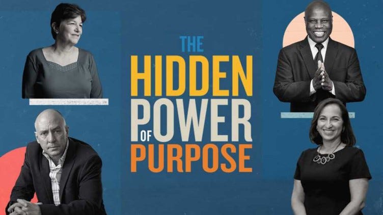 "The Hidden Power of Purpose" profiles the stories of (clockwise, top left) Karen Cassidy, Wintley Phipps, Shirley Acevedo Buontempo and Mark Barden