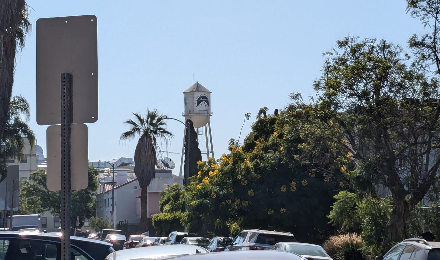 Paramount Water tower as it appears from the street