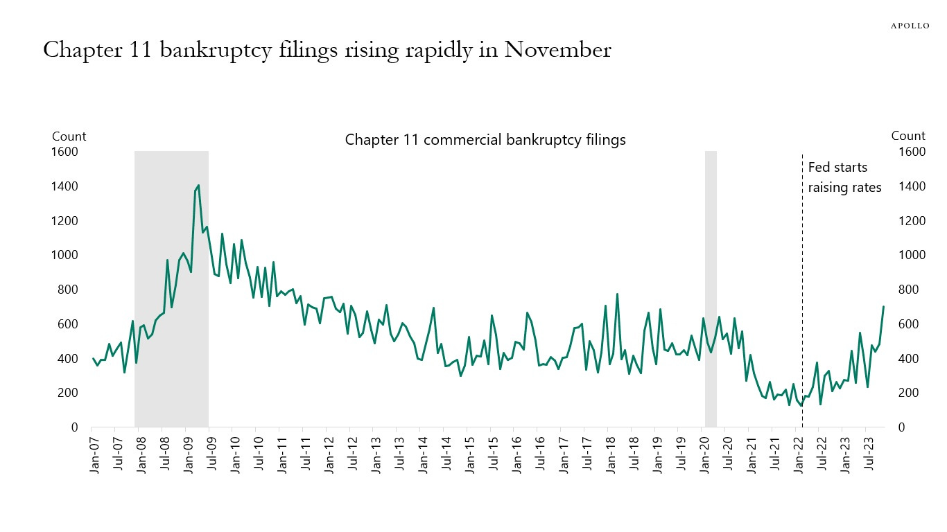 Chapter 11 bankruptcy filings rising rapidly in November