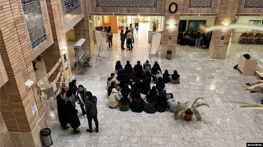 Psychology students hold a strike in Tehran's Beheshti University on November 21. 