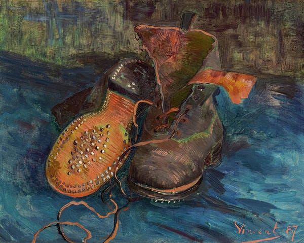 Vincent Van Gogh Art Print featuring the painting A Pair of Boots, 1887 by Vincent van Gogh