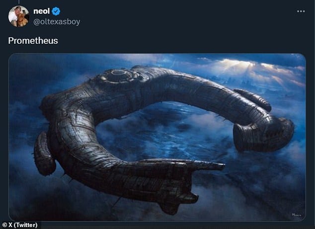 Some have compared the UFO ominously to the alien 'engineer' spacecraft in the Ridley Scott's 2012 sci-fi horror film 'Prometheus'