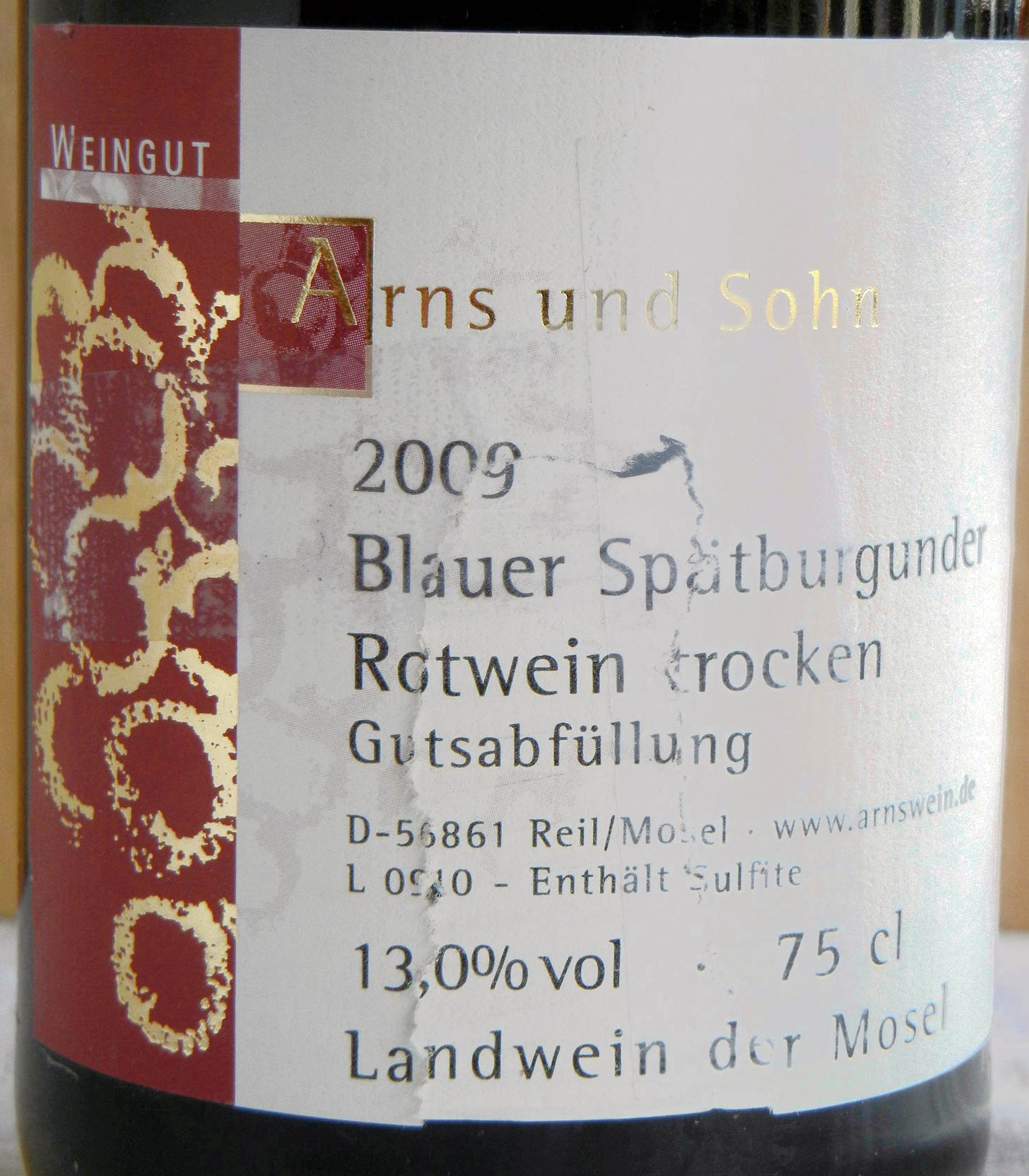 Arns und Sohn Spatburgunder 2009 Label - BC Pinot Noir Tasting Review 15