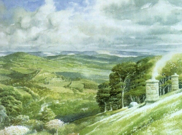 Long was the way that fate them bore... — The Shire by Alan Lee
