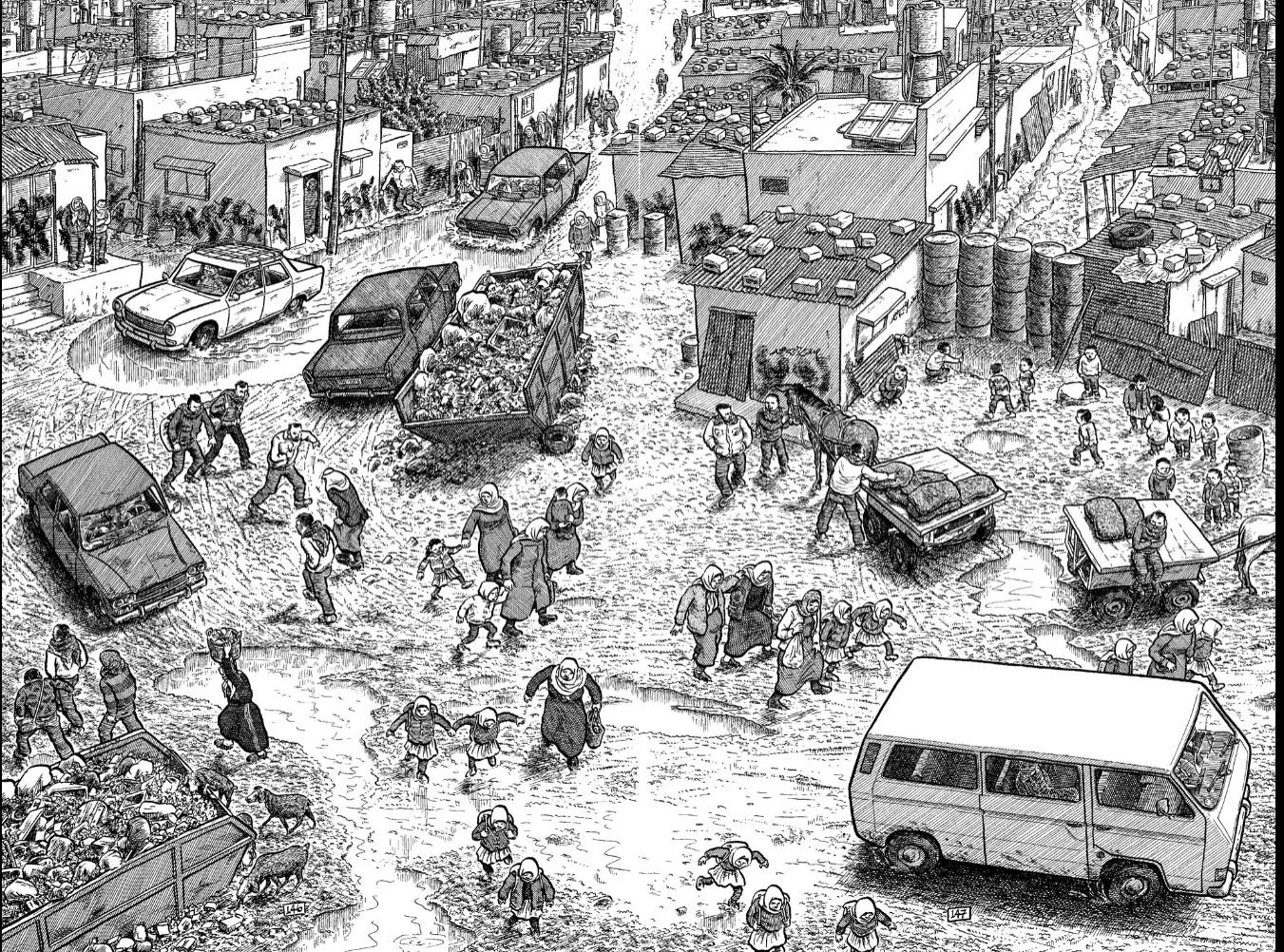 Street scene from Palestine by Joe Sacco