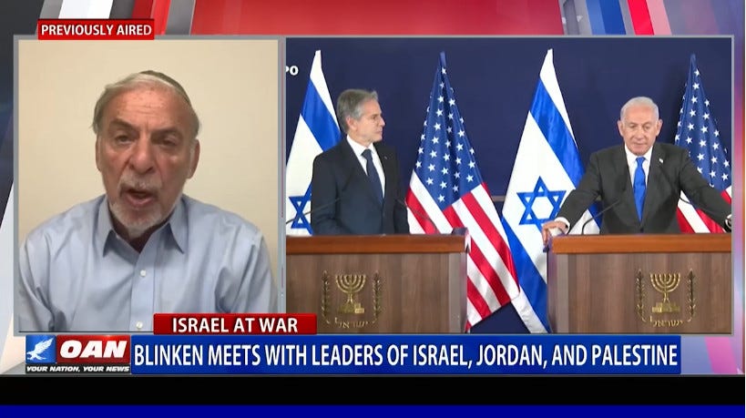 Screen shot--split screen, Hikind and Blinken and Netanyahu