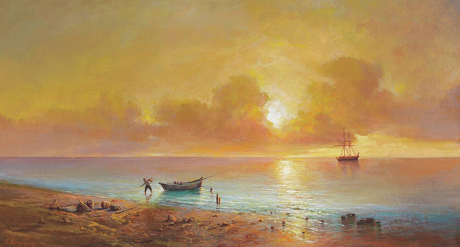 Sunset On The Black Sea Painting by Mountain Dreams - Fine Art America