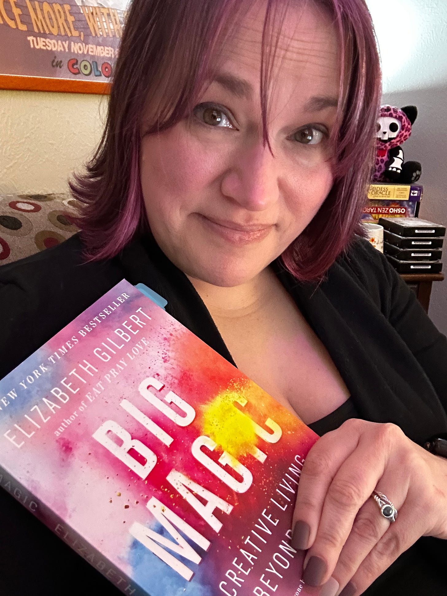 Me with my much marked up copy of Big Magic