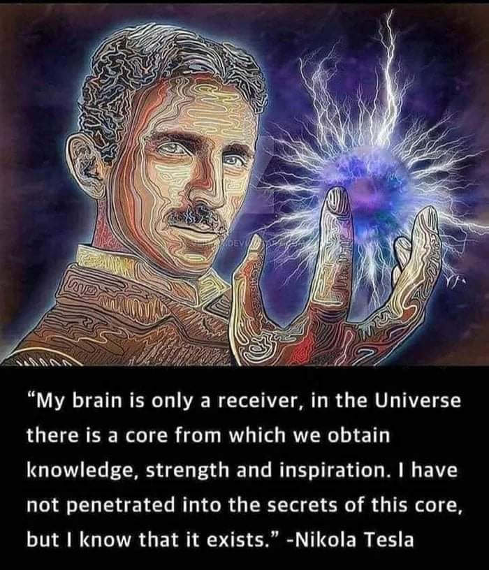 Ist möglicherweise ein Bild von Text „MION "My brain is only a receiver, in the Universe there is a core from which we obtain knowledge, strength and inspiration. not penetrated into but I know that it exists." -Nikola Tesla have the secrets of this core,“