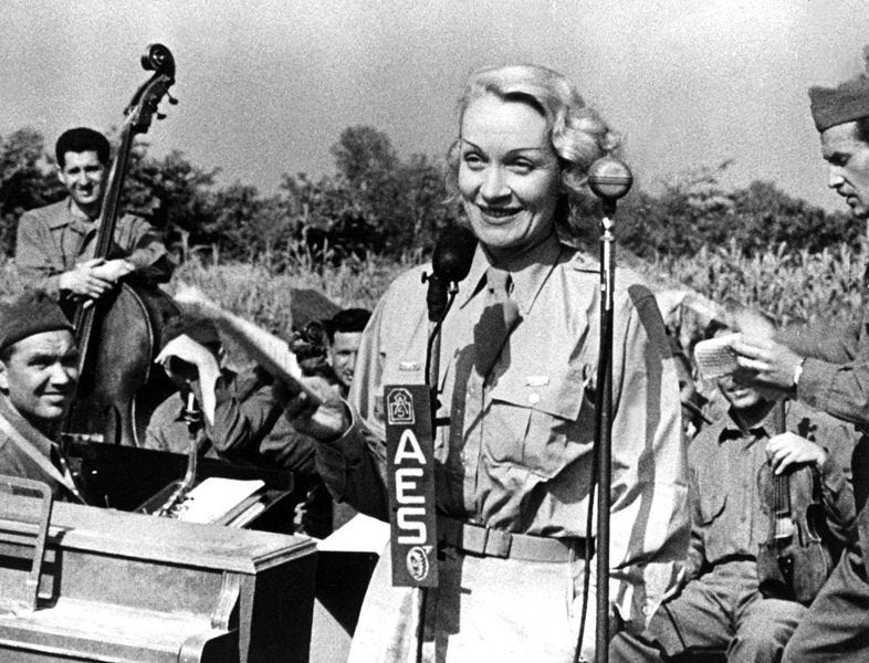 Marlene entertains the troops.jpg