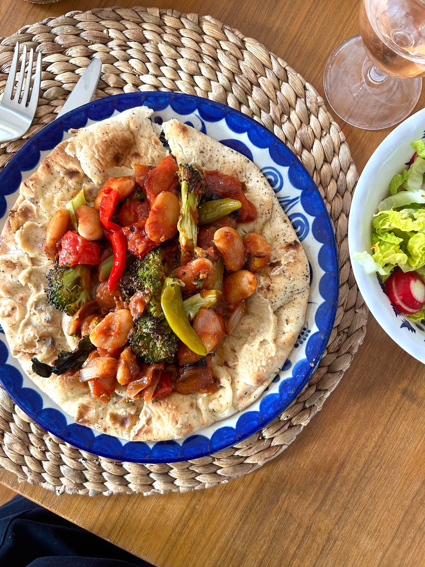 Flatbreads with butterbeans and roasted vegetables