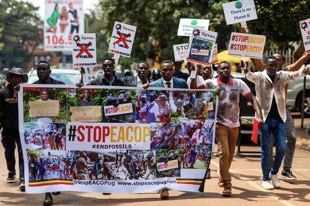 Manifestation contre le pipeline Eacop en Ouganda Manifestation contre le pipeline Eacop en Ouganda
