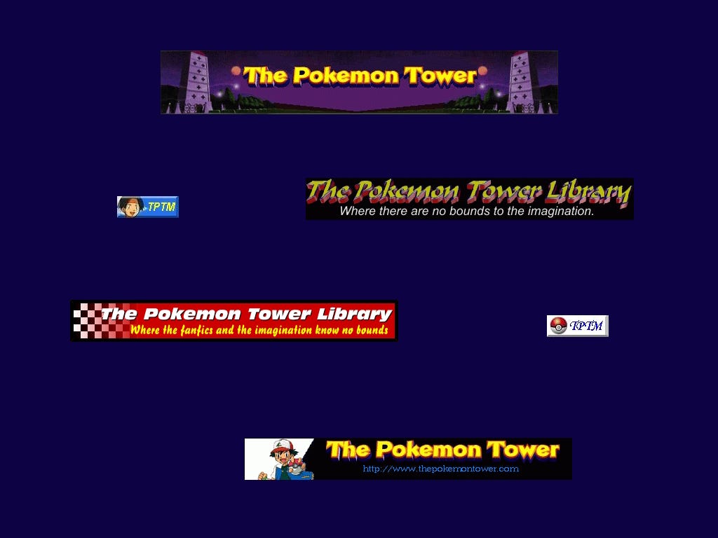 A selection of banners and buttons created by Jolt Master for The Pokémon Tower