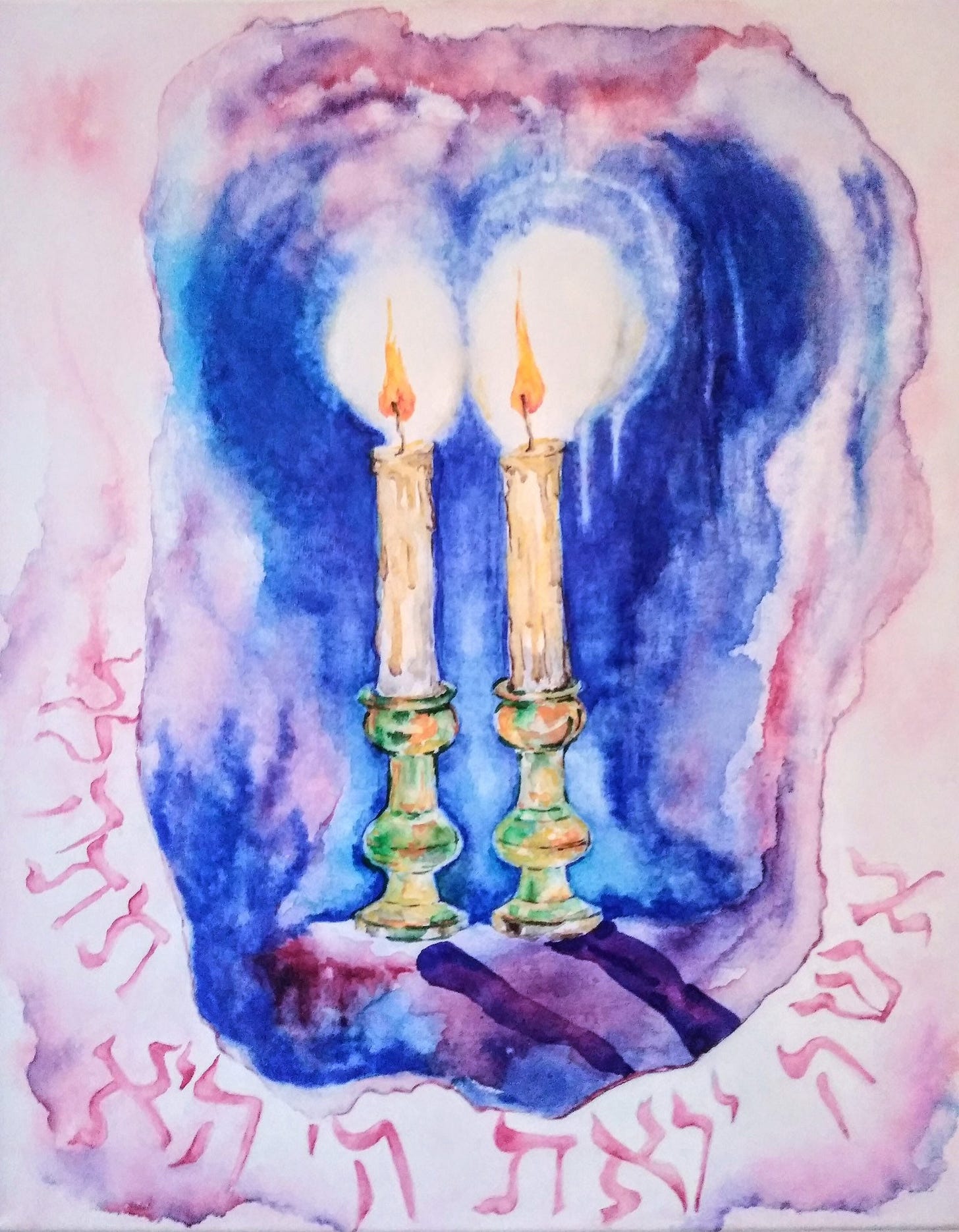 Shabbat Candles Watercolor Painting on Special Watercolor Canvas, Does Not  Need Framing, Original Art Work Not Print, 16x 20, 3/4 Deep - Etsy