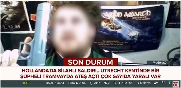 Valse daderfoto: screenshot (geblurd) van Turkse zender TV24