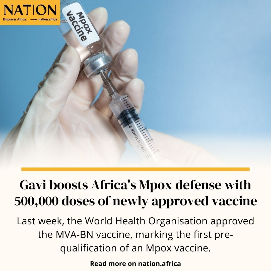 Nation Africa on X: "Gavi boosts Africa's Mpox defense with 500,000 doses  of newly approved vaccine #HealthyNation https://t.co/cazTLdoMjR  https://t.co/VShyPXXehh" / X