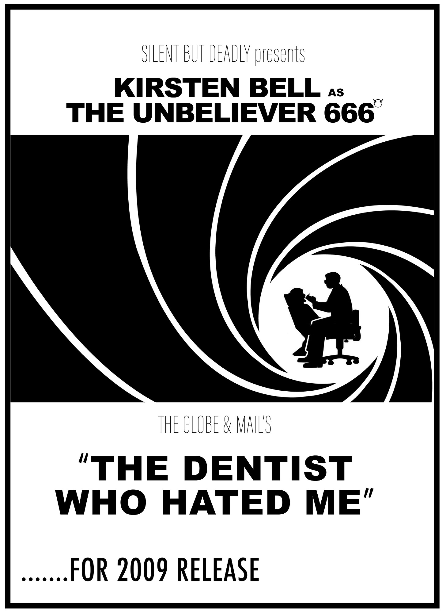Fake film poster of 'The Dentist Who Hated Me' by Kirsten Bell