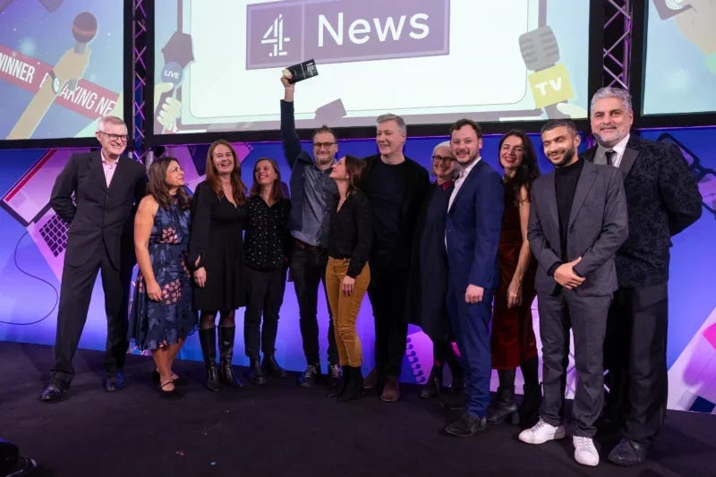 News Provider of the Year 2024: Channel 4 News. Picture: ASV Photography/Press Gazette