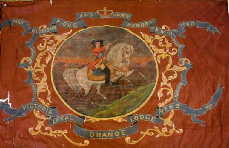 Victoria Loyal Orange Lodge No. 69 Banner. Hemmingford Quebec