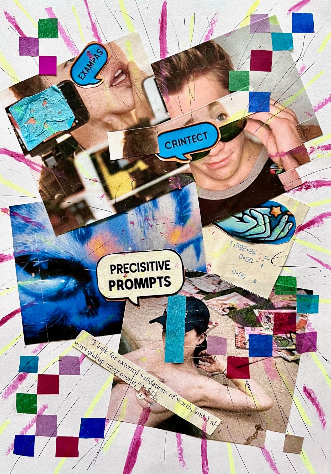 Collage of colourful web images and short pieces of text