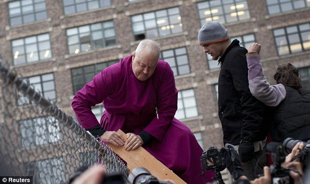 Occupy Wall Street: Retired bishop among 50 arrested as Occupy protesters  stake claim on newest New York City encampment | Daily Mail Online