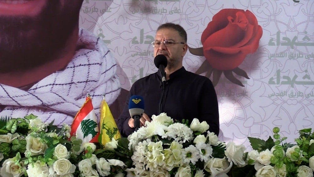 Hezbollah MP Dr. Ali Fayyad speaks during a ceremony on August 13,2024. (X)