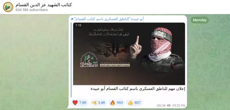 The First 72 Hours of the Israel-Hamas War: Hamas and PIJ on Telegram