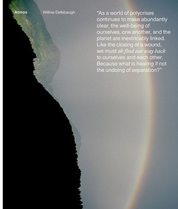 An Instagram post of picture of nature with overlaid text that says the way back to healing is the undoing of separation