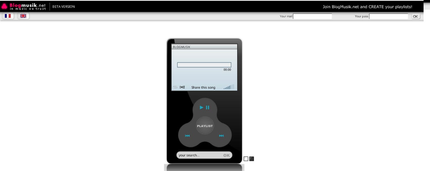 Blogmusik web interface - may 2006